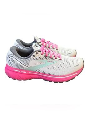 Brooks Ghost 14 Running Shoes White, Pink & Mint Women’s Size 9
